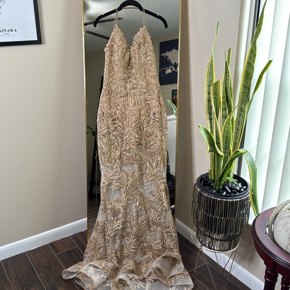 NADINE MERABI Stella Gold Maxi Dress NWT - Picture 2 of 10